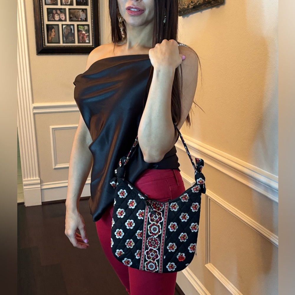 Vera Bradley Black and Red Floral Shoulder Bag